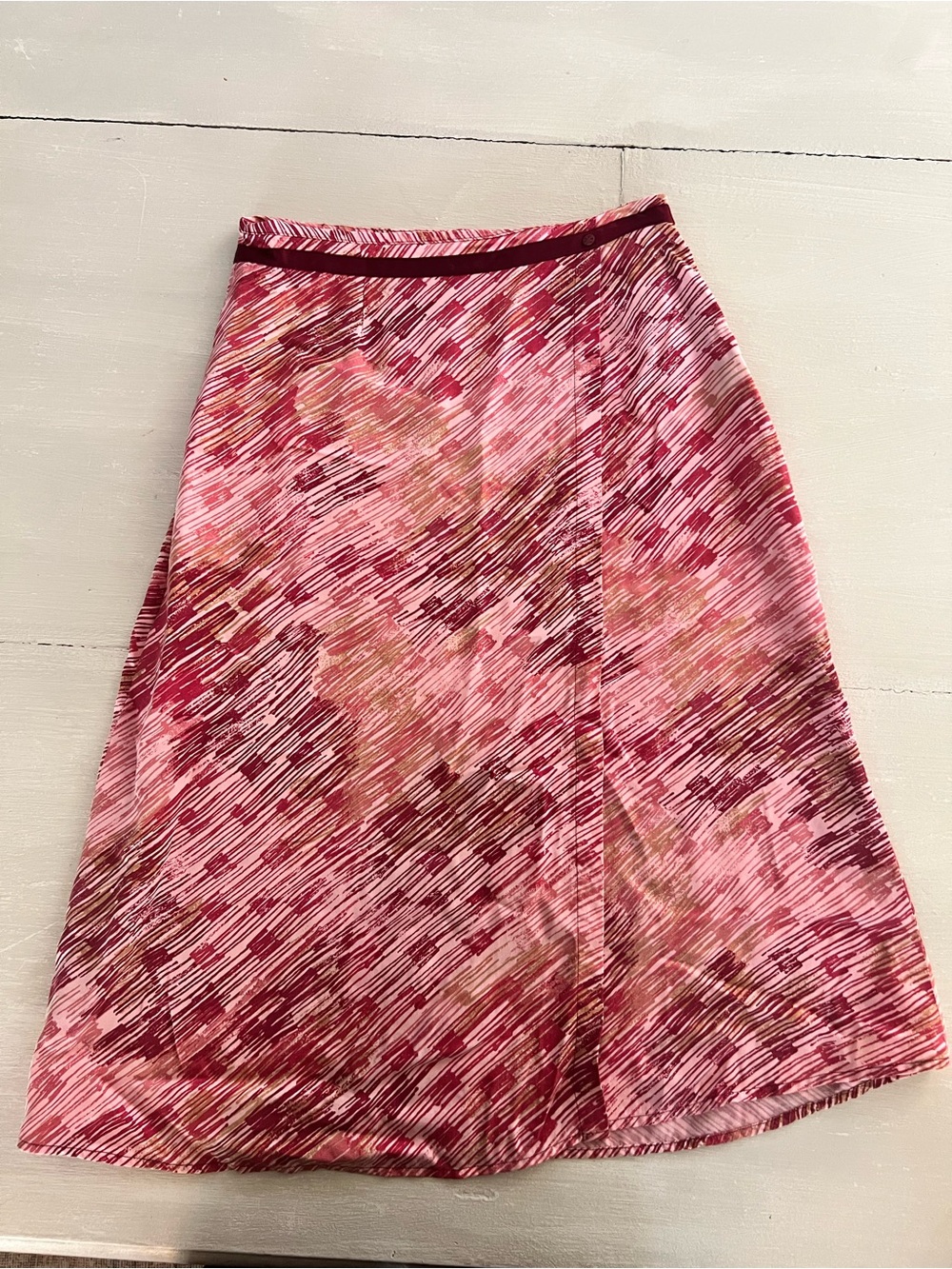 J. Jill Women’s 4 Pink Burgundy Abstract Print A-Line Skirt